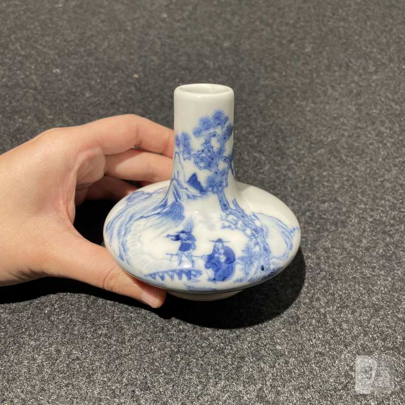 清光绪 青花山水人物故事图荸荠瓶 - 图7